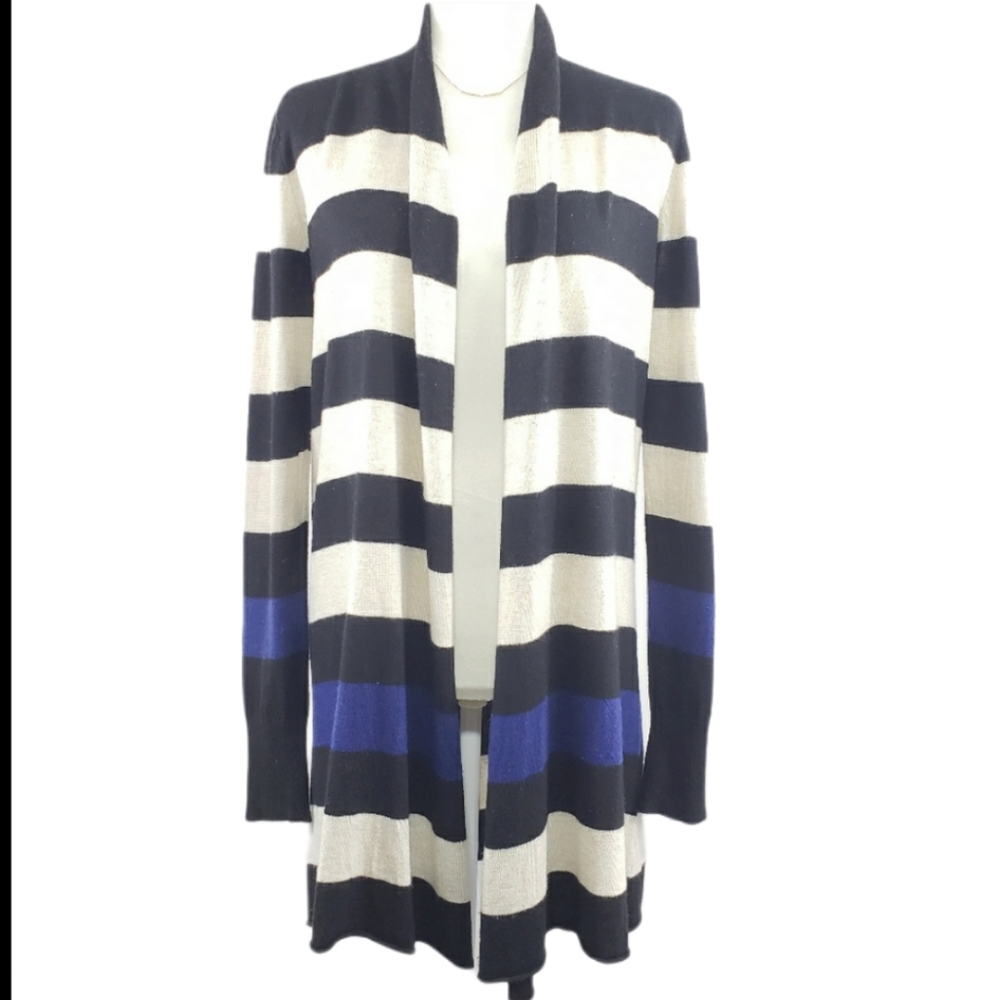 Sutton Studio Open Front Striped Cardigan,‎ Size M